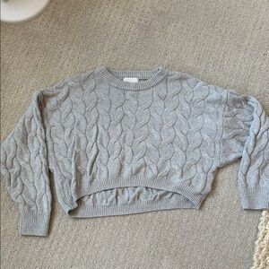 Pink Rose Light Gray Cable Knit Sweater